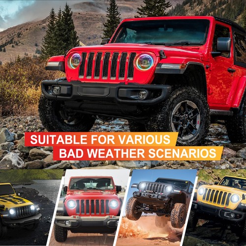 9" Inch RGB LED Headlights Halo For Jeep Wrangler JL JLU Gladiator JT 2018+ Pair - Foto 9 di 10