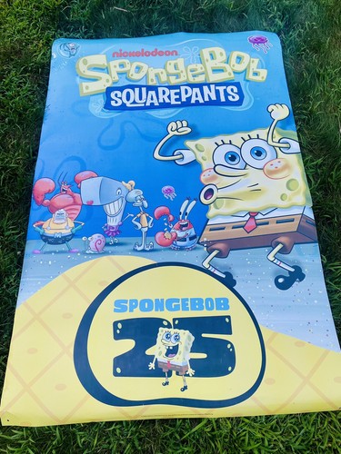 SUPER SELTENE RIESIGE 72x46"" SPONGEBOB QUADRATISCHE PANTS Nickelodeon PROMO 25. doppelseitig