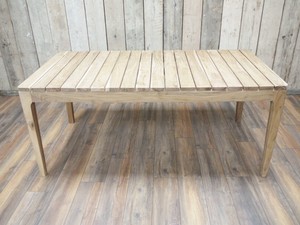 Large Acacia Dining Table Wooden Legs Natural Outdoor Indoor