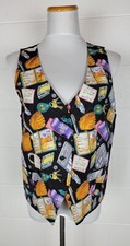 NWT Vintage 1994 Nicole Miller Silk Vest Limited Edition Sports Money XL