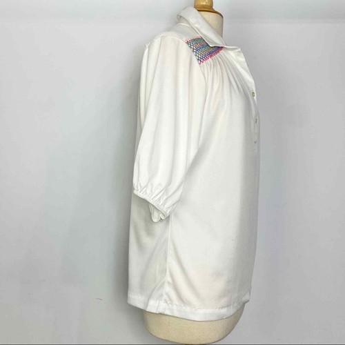 Vintage NWT deadstock 70s smocking detail top M - Picture 7 of 12