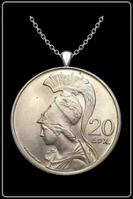 GeetarGizmos GODDESS ATHENA Necklace - authentic 1973 greek drachma silver