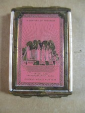 1933 Chicago World's Fair Century of Progress Travel Bldg PINK Compact RARE