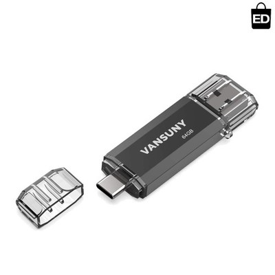 Portable 64GB Dual Connector Flash Drive - Type C + USB 3.0 for All Devices