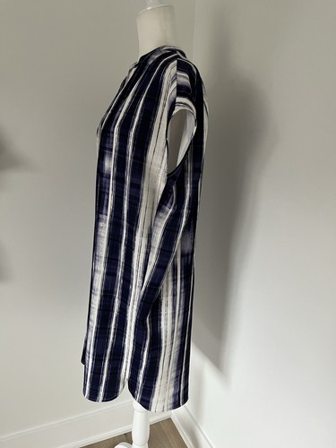 Vince Dress Women Small Short Sleeve Vertical Stripe Navy Strips Oversized *A3 - Picture 4 of 5