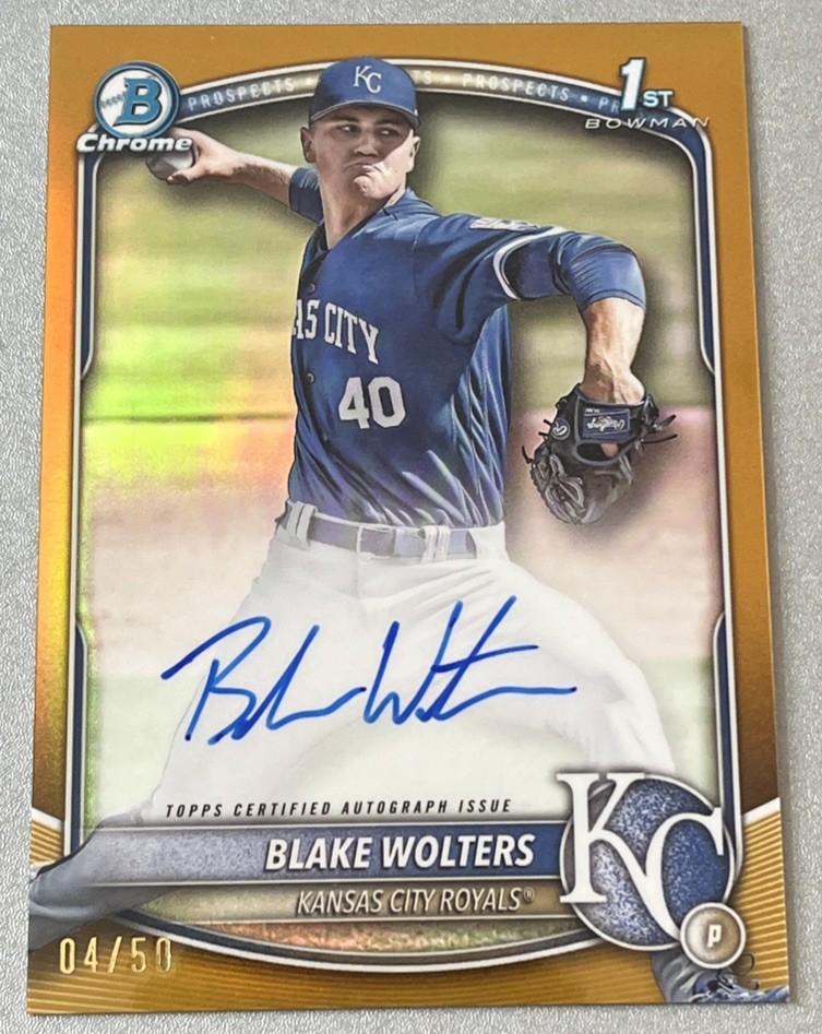 Blake Wolters 2025 Bowman Chrome 1st Auto Royals Autograph Gold #’d 4/50