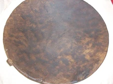 ANTIQUE PRIMATIVE HAND HEWN BURL WOOD VERY LARGE BOWL  25 1/2" DIA.