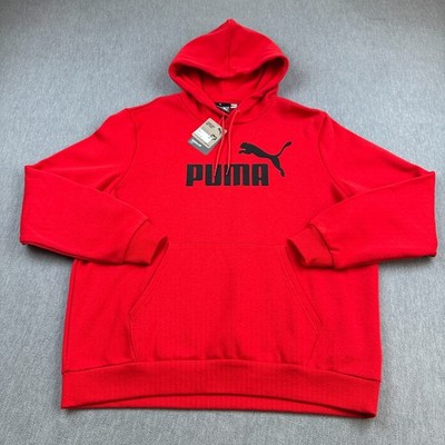 PUMA Hoodie Mens XL Red Essentials Big Logo Fleece Regular Fit Sweatshirt NWT