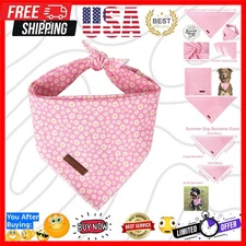 Cute Pink Summer Dog Bandana - Comfortable Cotton Triangle Scarf for All Breeds