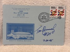 RARE Tom Brunansky AUTO'D Minnesota Twins Metrodome 1985 MLB All-Star Game Card!