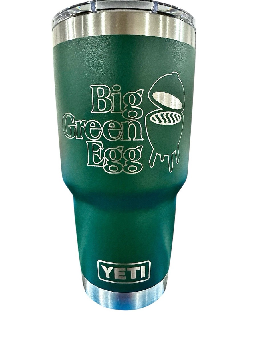 Yeti Rambler 30oz cup tumbler engraved Big Green Egg, Northwoods Green