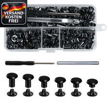 Buchschrauben Set für Lederhandwerk Schraubnägel Gürtelschrauben 120 Stück