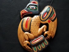 HUGE NORTHWEST COAST DESIGN, EAGLE EFFIGY CARVED WOODEN PLAQUE,  EUG-0725*08923B