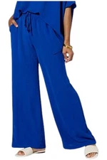 Nina Leonard Wave Textured Wide Leg Pant Deep Sea