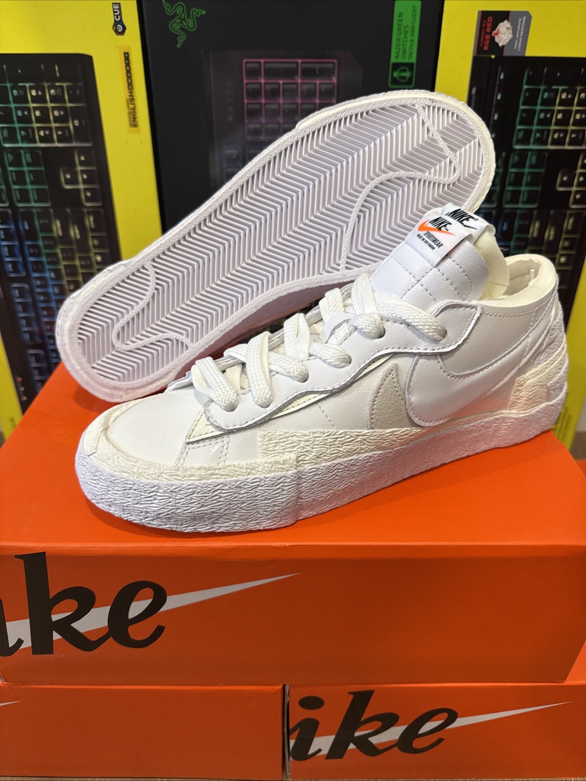 SACAI X NIKE Nike Blazer Low Sacai scarpe uomo vernice bianco vela DM6443 100 taglia 7 5