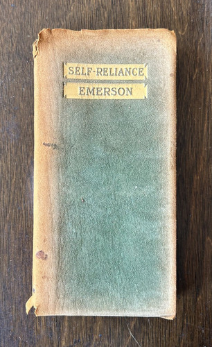Cover of Antique c. 1910 Self-Reliance Ralph Waldo Emerson Pocket Book Soft Suede Dodge