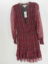 Pre-Owned MICHAEL Michael Kors Red Size Large Knee Length Long Sleeve Dress
