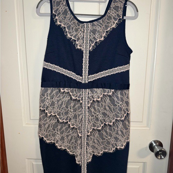 MAURICES Womens Blue Sleeveless Dress With Lace Overlay Size Large