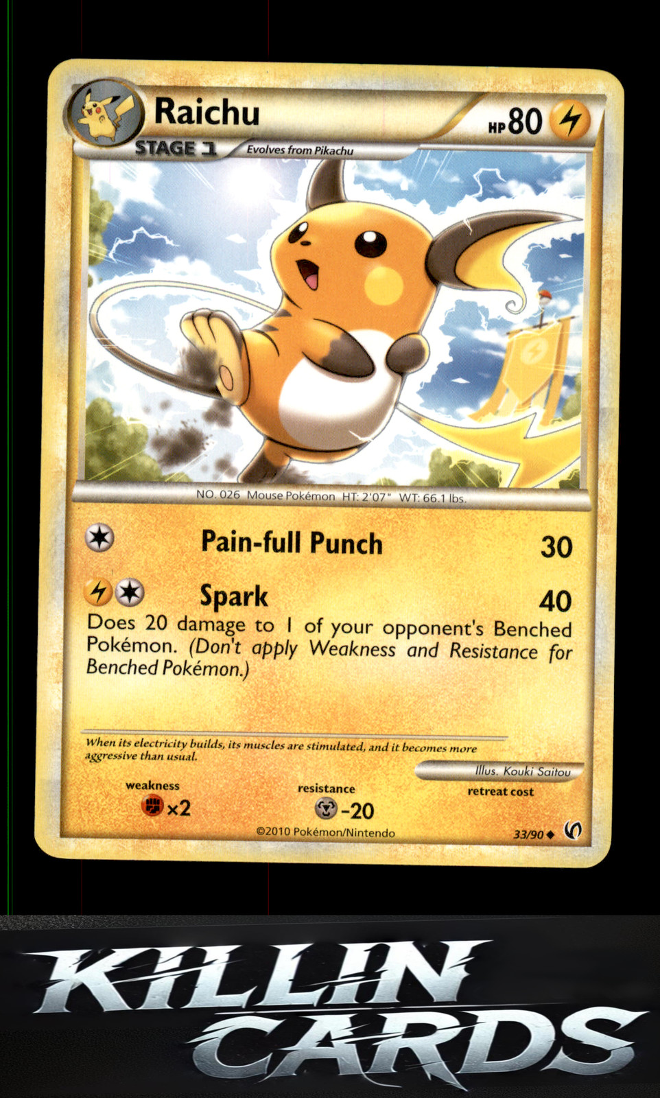 Raichu 33/90 Pokemon Uncommon Undaunted Card LP