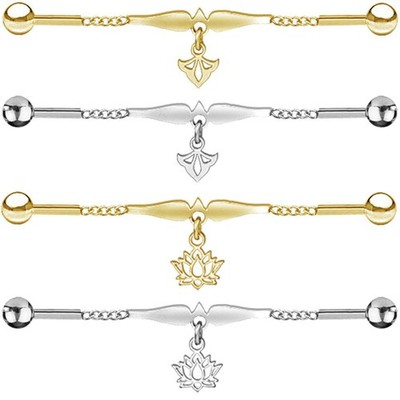 Industrial Piercing Scaffold Kette Anhänger Lilie Lotus Ohr Piercing gold Z595
