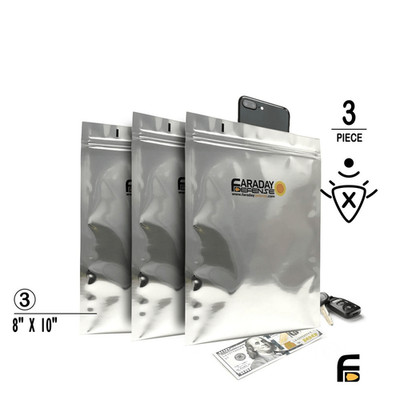 Faraday 3 PC Tablet NEST-Z 7.0 Mil Bags 5-Layer EMP Bags 8'' x 10''
