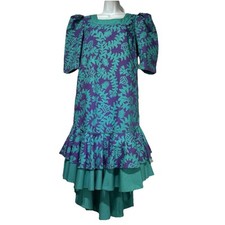 Vintage Hawaiian Heritage Floral Asymmetrical Ruffle USA Pockets Dress Size 2