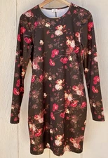 Wilfred Aritzia Mini Bodycon Dress Sz Medium Long Sleeve Floral Fleure Stretchy