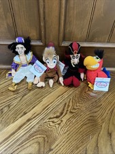 Disney Store Aladdin Mini Bean Bag Plush Lot Abu, Iago, Jafar NWT