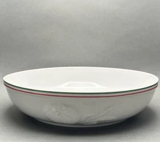Vintage White Ceramic Pasta Serving Bowl With Embossed Tomato and Wheat