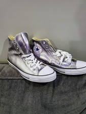 Converse Chuck Taylor All Star Metallic Silver/White High Top Leather Sneakers
