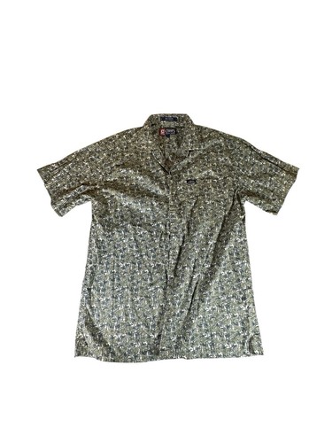 Ralph Lauren Chaps Hemd Erwachsene Medium Grün Hawaii Bäume Sommer Strand Herren