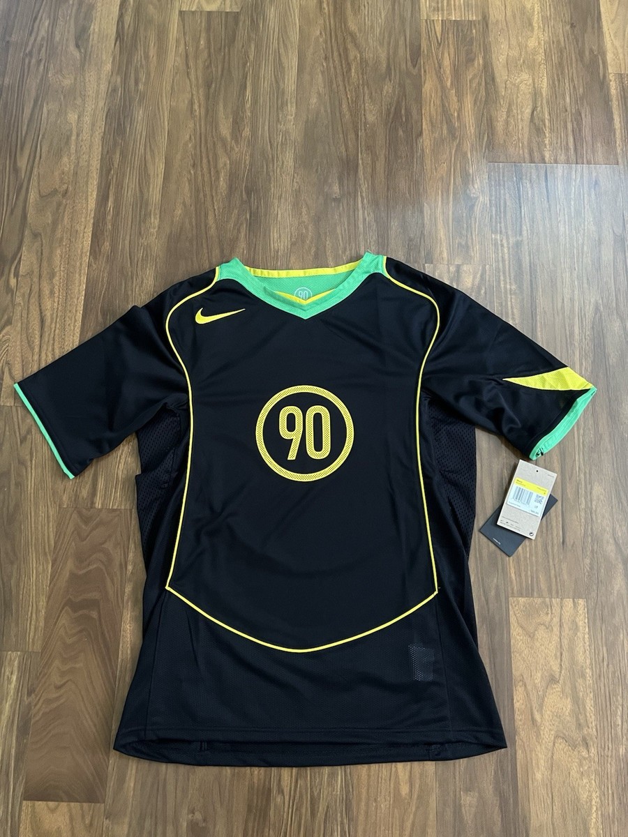MENS NIKE TOTAL 90 DRI FIT SOCCER JERSEY_BLACK/GREEN SPARK IB4208