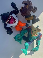 Vintage Mattel Street Sharks Moby Lick, Slash, Bullzeye, Action Figure Lot 1990s