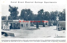 CO, Denver, Colorado, Coral Court Tourist Cottage Apartments, Conoco Gas Station