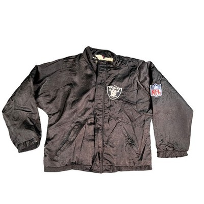 Vintage Apex One Raiders Jacket Mens Small Black 90s Windbreaker Quilted Lining