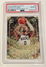 Damian Lillard 2024 Donruss Optic #20 Mythical GOLD VINYL 1/1 PSA 10 Bucks