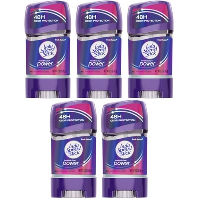 5 Pack Lady Speed Stick Wetness & Odor Protection Gel Fresh Fusion 2.3 Oz Each