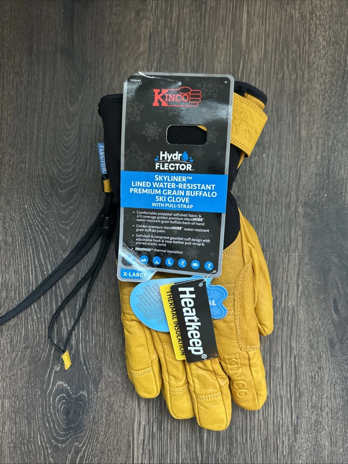 Kinco 9088HKP-XL Ski Gloves Buffalo Leather Waterproof HydroFlector Skyliner