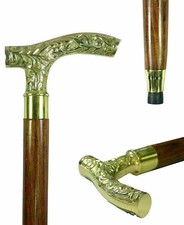 Antique Brass Victorian Handle Wooden Vintage Style Walking Stick Cane Designer