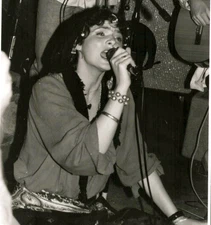 Vintage B&W Photo Female Singer Performance Gipsy Style Scarf Jewelry Live Music