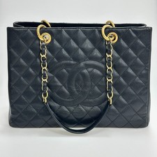 Chanel GST Grand Shopping Tote Black Caviar Leather Chain Shoulder Bag