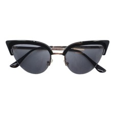 Women's High Fashion Sunglasses Bolded Top Super Cat Eye Shades Black Gold