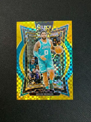 2024-25 Panini Select Miles Bridges Hornets Gold Checkerboard Prizm 2/10 #8 ZZK