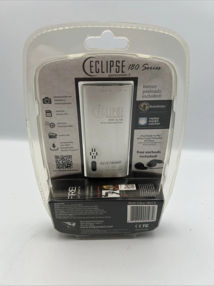 Eclipse 4gb SD Card MP3 Music Audio Video Player FM Radio Camera Rechargeable - Image 2 of 2