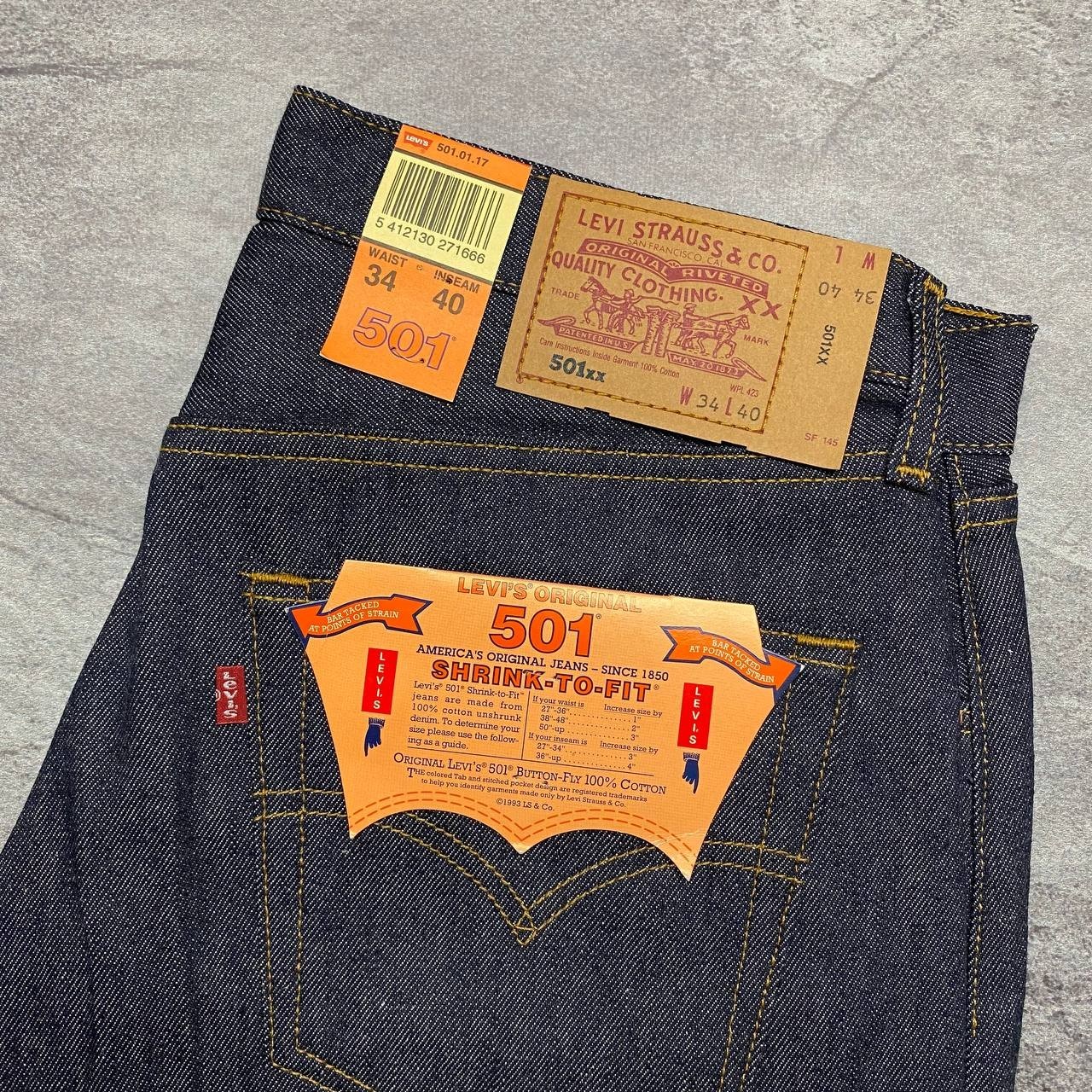 Levi’s 501 XX Jeans W34 L40 Deadstock NOS Raw Denim Shrink To Fit Spain Vintage image 5