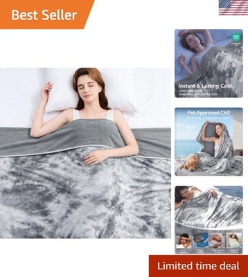 Luxury Grey Watercolor Cooling Blanket 90''x104'' - Hypoallergenic and Breathable
