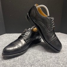Bostonian Crown Shoes Size 9 D/B Windsor First Flex Black Leather Wingtip Brogue