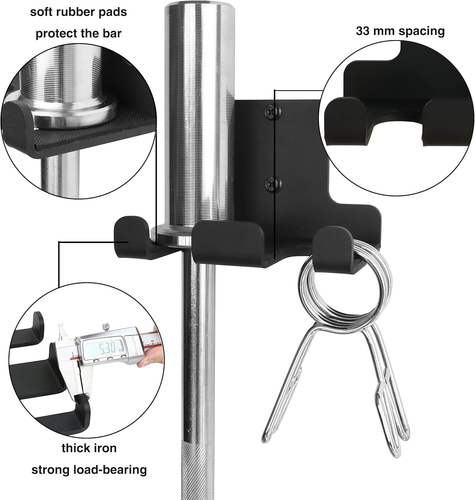 Barbell Rack Barbell Holder Wall Mount Barbell Storage Holder Olympic Bar Hanger - Picture 6 of 12