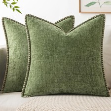 Pack of 2 Couch Throw Pillow Covers 18x18 Inch Sage Green Farmhouse Decorativ...