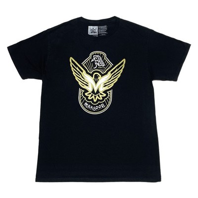 WWE Authentic Mansoor T-Shirt Mens Medium Black Gold Arab Logo Tee